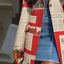 Long Blazer Jacket; Newspaper Print Pattern; Notched Collar; Urban Wear