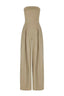 Solid Color Women Casual Backless Pleated Jumpsuit