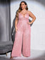 Chic and Elegant Women Jumpsuit; Plus Size; Sequin Wide Leg