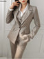 3 Piece Blazer Suit Women Business Formal Outfits Vintage Notched Lapel Jackets Button Vest Pants Set