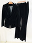 Set Women's Single Button Velvet Blazer Jacket Flare Pants Set