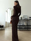 Turtleneck Thigh High Split Maxi Dress; Bodycon