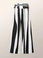 Black and White Striped; High Waist Wide Leg Trousers