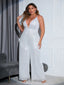 Chic and Elegant Women Jumpsuit; Plus Size; Sequin Wide Leg