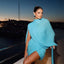 Long Shawl Strapless Skirt Outfit; Spliced 2-piece set