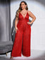 Chic and Elegant Women Jumpsuit; Plus Size; Sequin Wide Leg