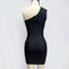 Strapless Black One Shoulder; Mini Bandage Dress