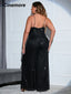 Chic and Elegant Women Jumpsuit; Plus Size; Sequin Wide Leg