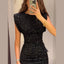 Sequin High Waist Mini Dress; Slim Fit; Lace Up