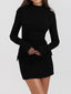 Autumn Mini Dress; Long Sleeves Solid Bodycon Dress