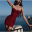 Red Shiny Bodycon High Waist Mini Dress; Strapless