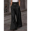 Faux Leather; High Waisted Wide Leg Trousers