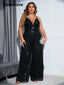 Chic and Elegant Women Jumpsuit; Plus Size; Sequin Wide Leg