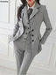 3 Piece Blazer Suit Women Business Formal Outfits Vintage Notched Lapel Jackets Button Vest Pants Set