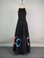 Elegant Party; Evening Maxi Dress; Rainbow Printed Hollowed; High Waist A-line Long Dress